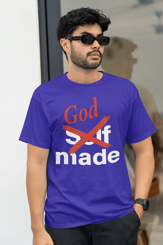 God Made Tee – Faith-Based Christian Shirt | Self-Made Crossed Out Design | Bold Christian Apparel