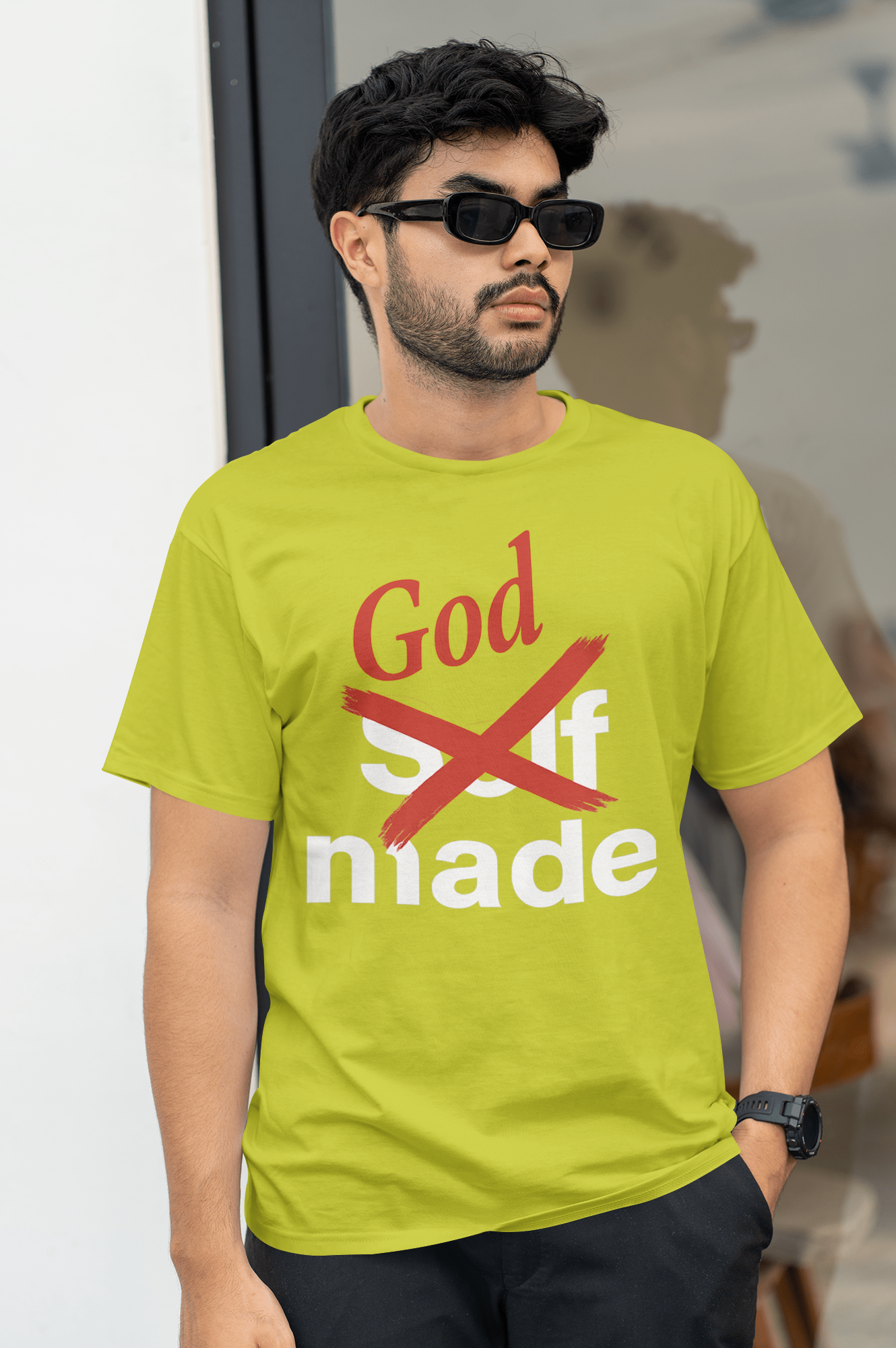 God Made Tee – Faith-Based Christian Shirt | Self-Made Crossed Out Design | Bold Christian Apparel